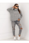 SWETER Z GOLFEM VIESTE SZARY PREMIUM