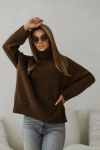 SWETER Z GOLFEM TROPEA CZEKOLADOWY PREMIUM