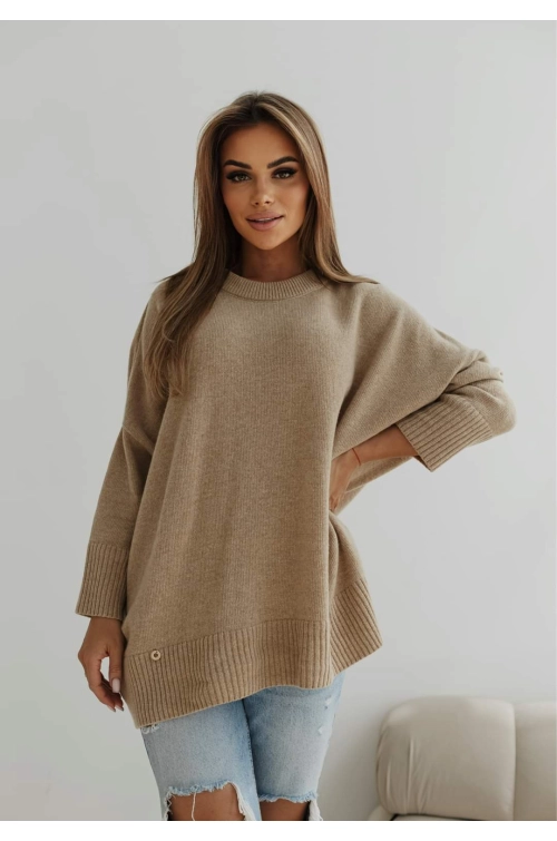 SWETER ROSES BEŻOWY PREMIUM