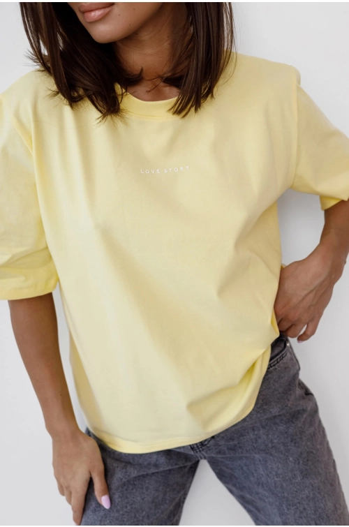 T-shirt "LOVE STORY" basic ŻÓŁTY