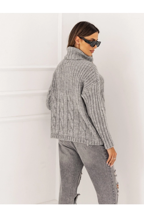 SWETER Z GOLFEM VIESTE SZARY PREMIUM